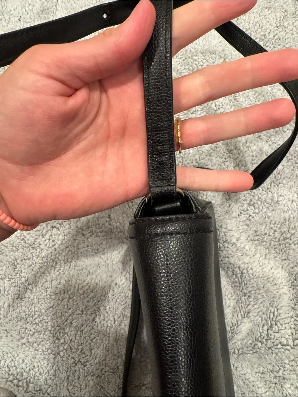 kate spade Black Pebbled Leather Crossbody Bag with Gold Accent